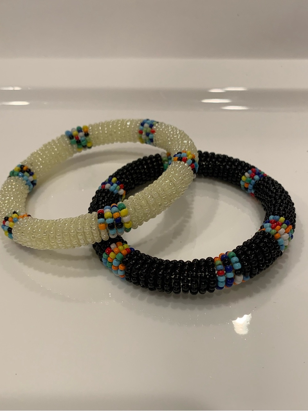 Handmade Maasai Beaded Bangle Bracelets, Set of 2